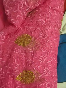 Elegant Pink Embroidered Saree