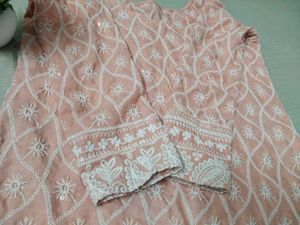 Peach Embroidered Kurti