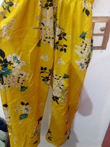 Yellow Floral Cold Shoulder Jumpsuit