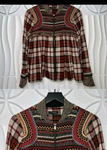 Boho Plaid Zip-Up Jacket