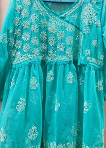 Teal Embroidered Dress