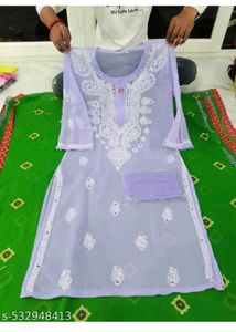 Elegant Lavender Embroidered Kurti
