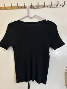 Black Top With Flower Design