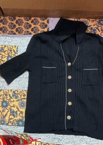 Stylish Black Button-Down Top