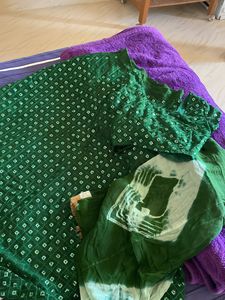 Bottle Green Lahenga With Tie Dye Dupatta