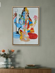 Handmade Shiv Shakti Artwork With Pencil Colour