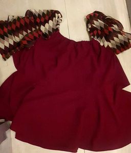 Maroon Off-Shoulder Blouse