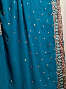 Elegant Teal Embellished Saree