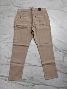 Women Beige Loose Fit Solid Cargos