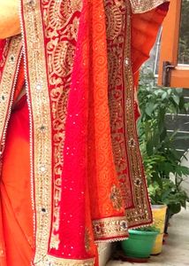 Elegant Red &amp; Orange Saree