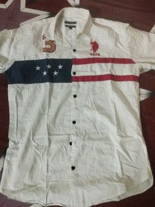 USPA White Striped Shirt