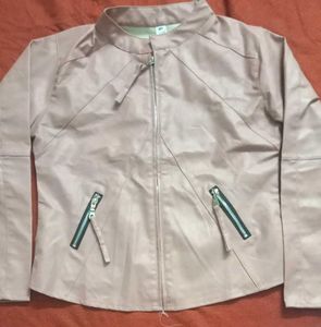 Stylish Pink Faux Leather Jacket