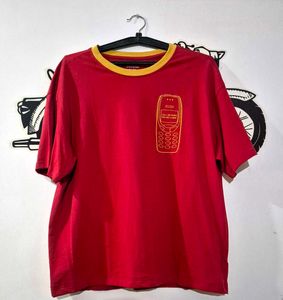 Red Graphic Tee - Retro Cell Phone Design