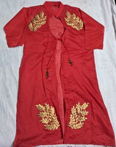 Elegant Red Embroidered Shrug