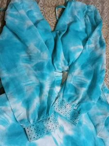 Blue &amp; White Tie-Dye Dress