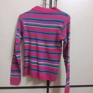Striped Mock Neck Sweater