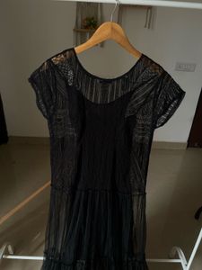 A-LINE MESH TIERED MAXI DRESS