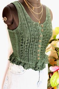 Embroidered Button Down Top