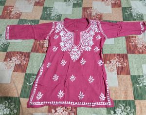 Pink Chikankari Kurti