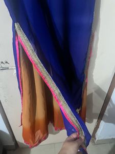 Blue &amp; Orange Double Layered Kurta