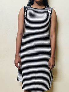 Black &amp; White Striped Bodycon Dress For Women