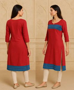 Red &amp; Blue Cotton Kurti