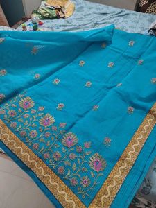 Sky Blue Cotton Saree