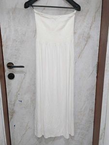 Elegant White Strapless Maxi Dress