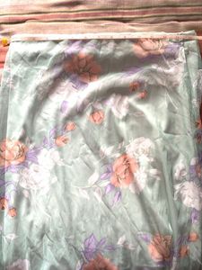 Floral Print Light Green Net Skirt With linin