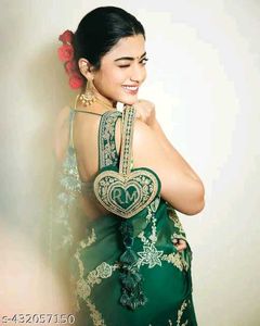 Rashmika Mandana Green saree  💚