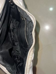 White Ruched Shoulder Bag