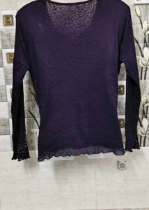 Y2K Elegant Embellished Purple Top