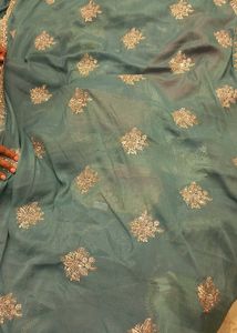 Teal Embellished Saree