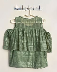 Sage Green Lace Cold Shoulder Top
