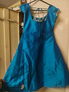 Blue &amp; Gold Embroidered Dress