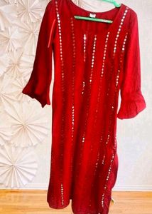 Red Mirror Kurta