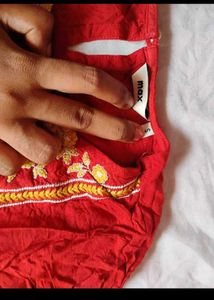 Red Embroidered Kurta