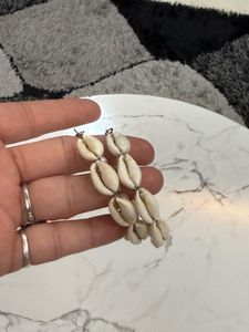 Shell and Pearl Hoop Earrings