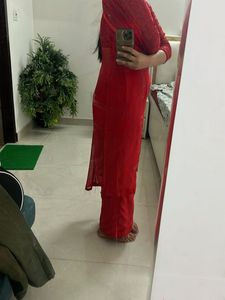 Red Embroidered Palazzo Suit❤️