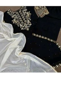 Elegant Black &amp; Gold Embellished Dress