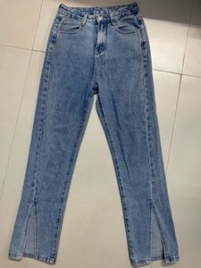 Slit Hem High Waisted Jeans
