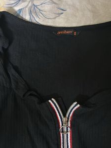 Stylish Black Zip-Up Crop Top | Urbanic | Lightly
