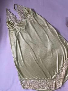 Satin Nightie Slip With Gown