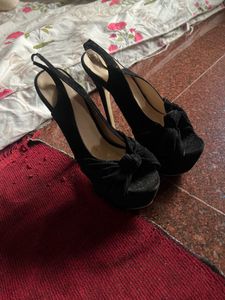 Black Heels with Bow Detail