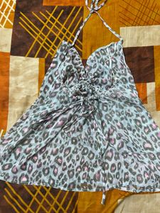 New Leopard Print Halter Neck Top
