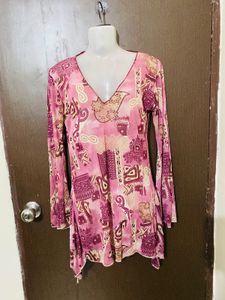 Pink Patterned Long Sleeve Top