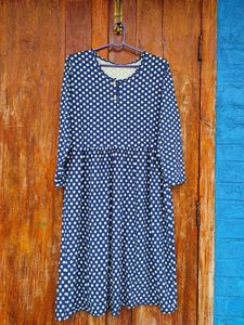 Navy Polka Dot Midi Dress