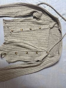 Ribbed Button-Up Cardigan