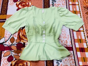 Light Green Button-Down Blouse