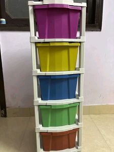5-Tier Multi-Color Plastic Storage Drawer Unit